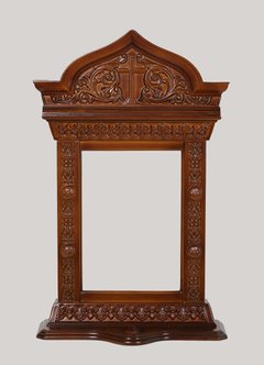 Middle alder table icon case, Light brown, 20x30 (with inner frame), Greek cross, Without a candle holder