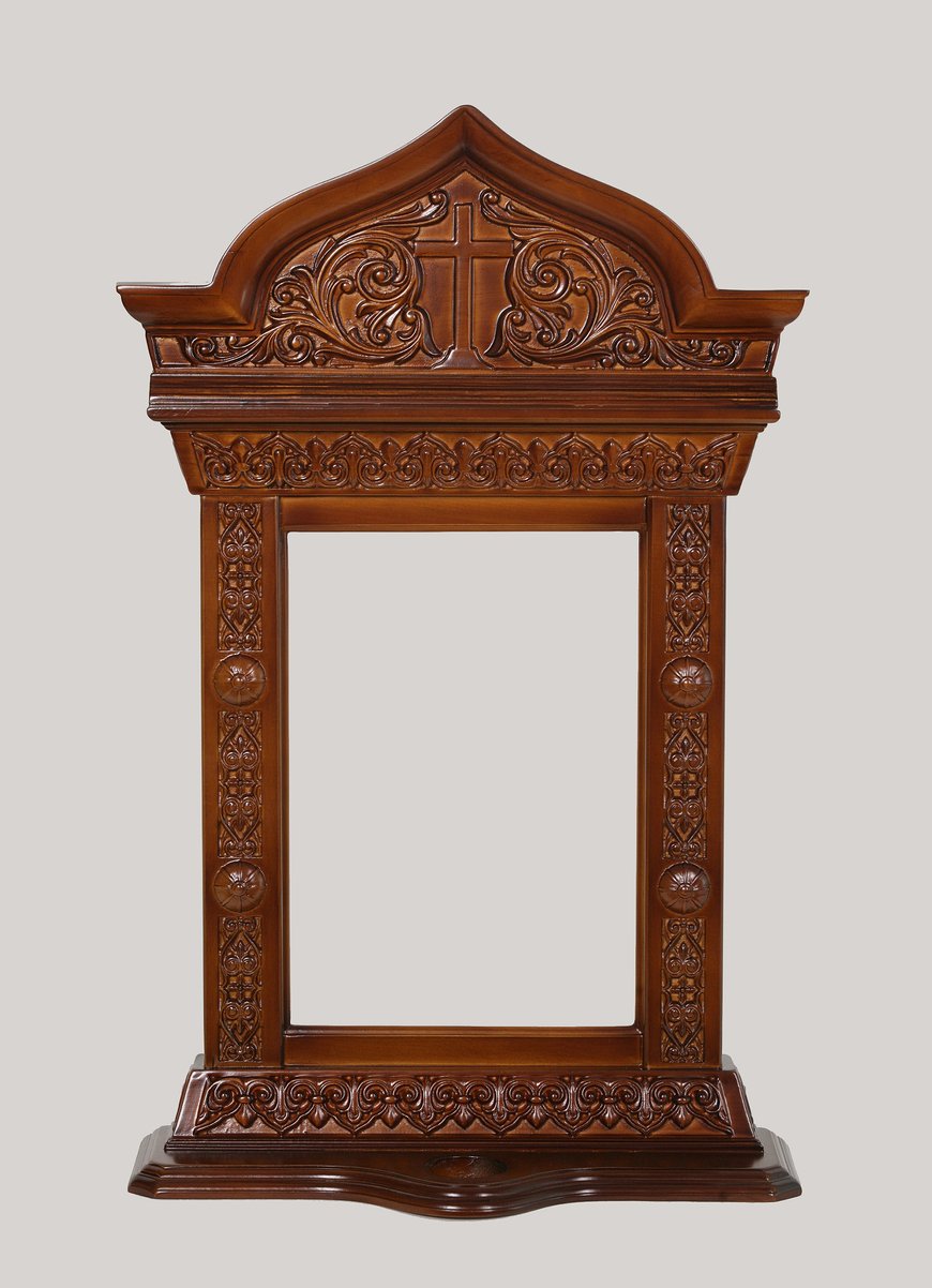 Middle alder table icon case, Light brown, 20x30 (with inner frame), Greek cross, Without a candle holder